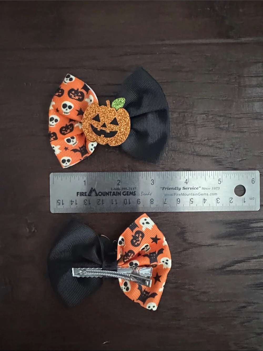 NWOT Kids Halloween Pumpkin & Candy Hair Bow Set - Black, Orange, Red